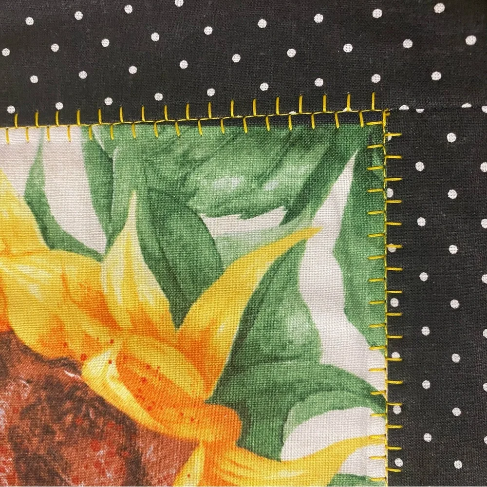 Set of 4 Quilted Sunflower & Butterflies Cotton Placemats 16”x20”